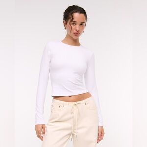 Abercrombie & Fitch Soft A&F Long Sleeve Fitted Top White Size M